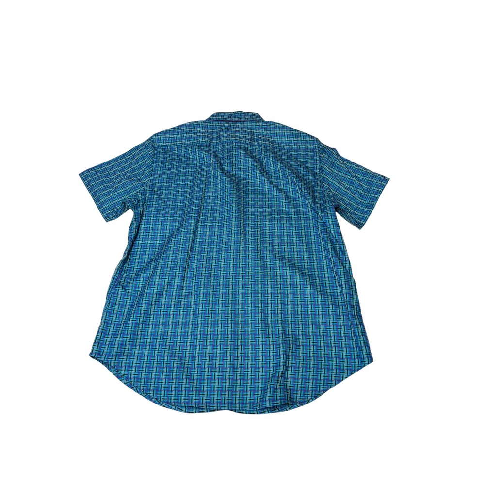 Robert Graham Mens Blue Green Geometric Basketweave Short Sleeve Shirt Size M - Picture 6 of 8